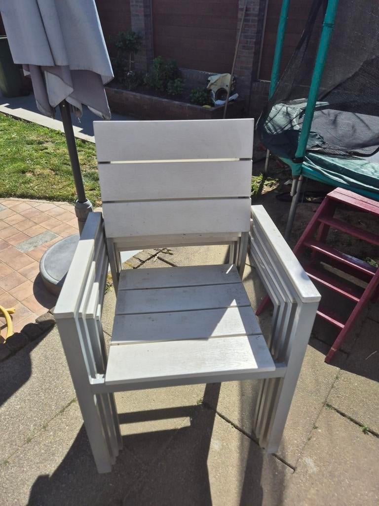 Tuinstoel - mist achterste plankje, Tuin en Terras, Tuinstoelen, Ophalen of Verzenden, Gebruikt, Hout