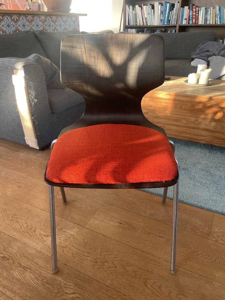 Deens design eetkamerstoelen (5), Huis en Inrichting, Stoelen, Ophalen, Gebruikt, Stof, Vijf, Zes of meer stoelen