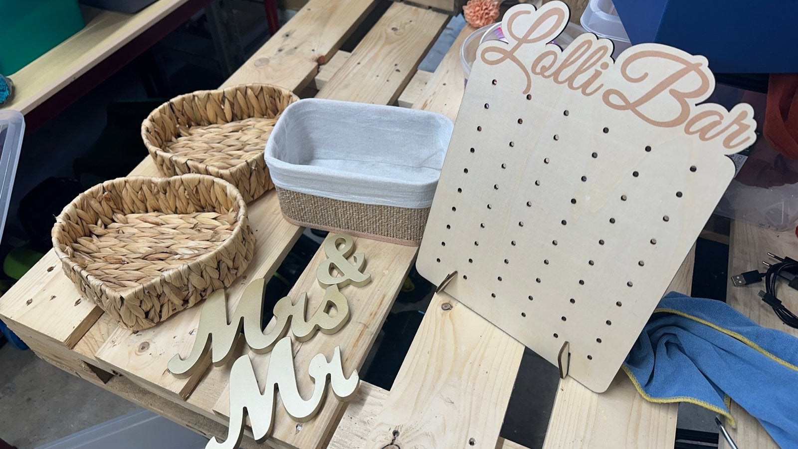 Decoratieset voor bruiloft of feest: Lolli Bar, Mr & Mrs, ma, Ophalen, Zo goed als nieuw, Versiering, Geboorte of Huwelijk