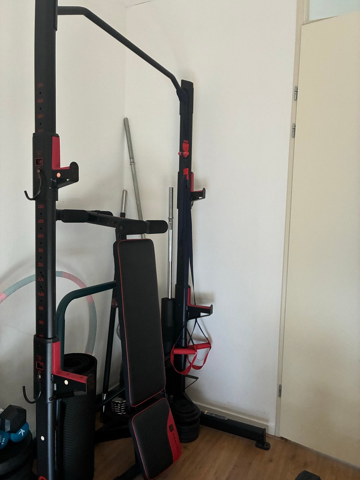 Complete fitness set: halterbank, gewichten, stangen en meer, Ophalen, Gebruikt, Armen, Fitnessbank
