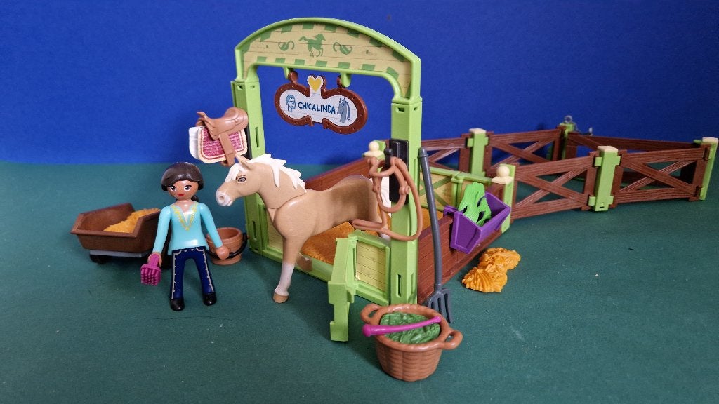 9479 Playmobil Spirit;  Pru & Chica Linda met paardenbox, Gebruikt, Complete set, Overige typen, Ophalen of Verzenden