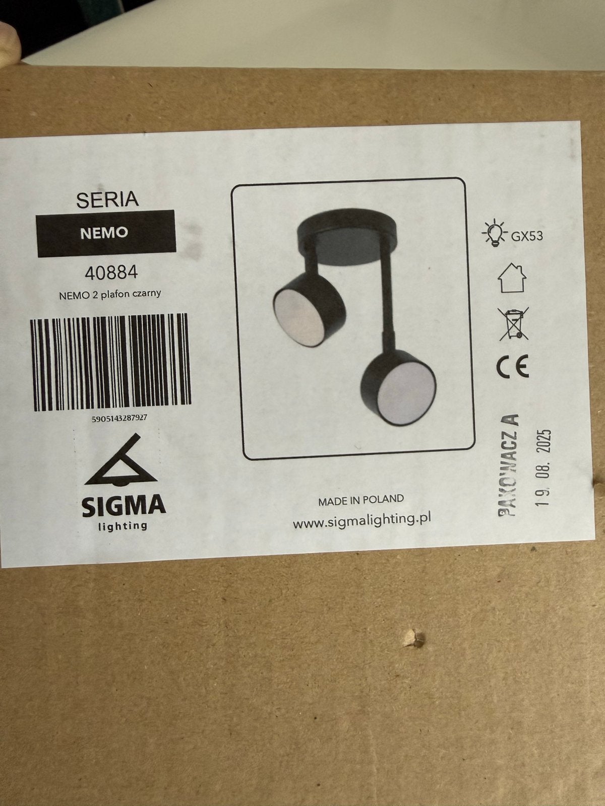 Sigma Lighting Nemo 2 Plafondspot Zwart GX53, Metaal of Aluminium, Nieuw, Ophalen of Verzenden, Led