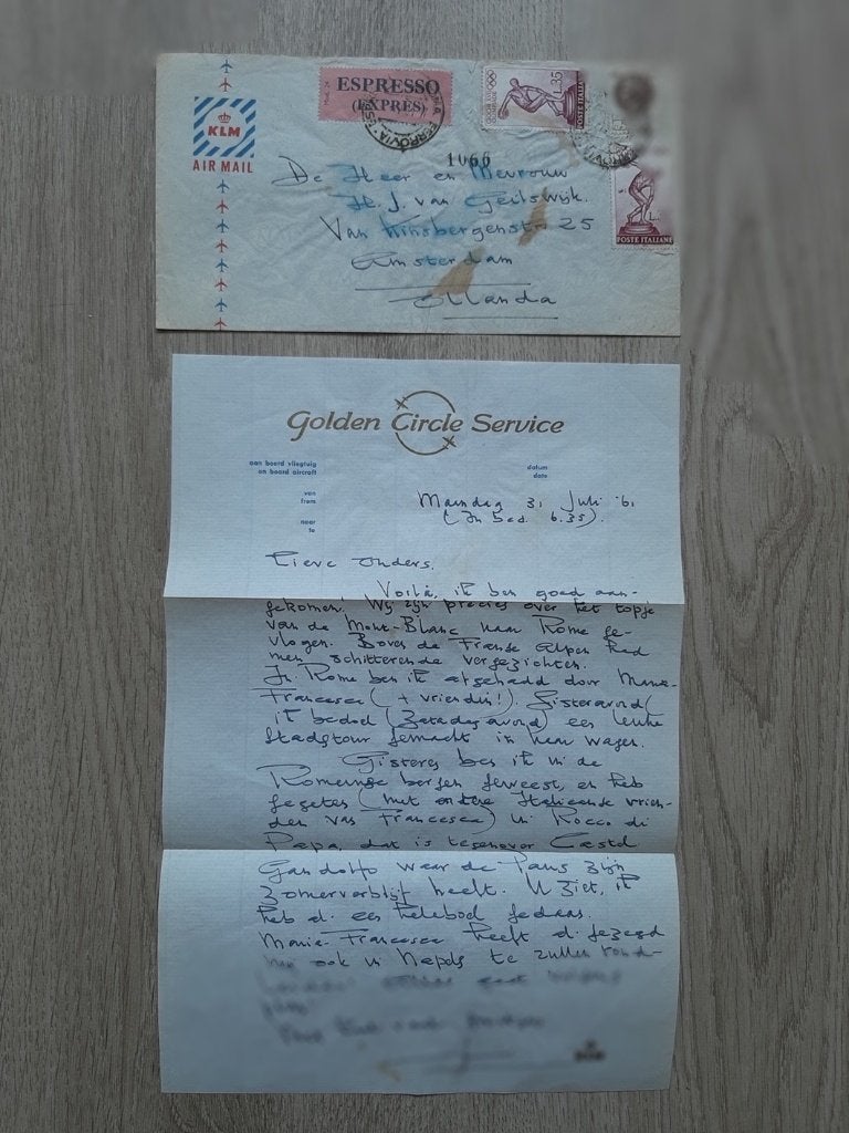 Brief verstuurd per KLM Golden Circle Service, Verzamelen, Luchtvaart en Vliegtuigspotten, Verzenden, Gebruikt, Overige typen