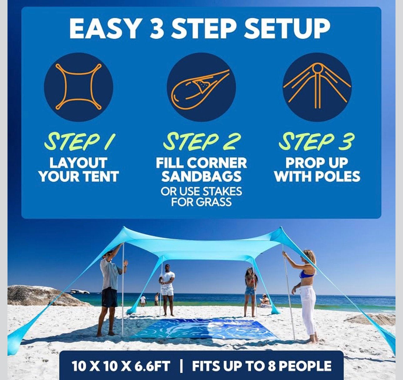 Sun Ninja strandtent/ schaduwdoek (maat L) nieuw, Ophalen of Verzenden, Nieuw