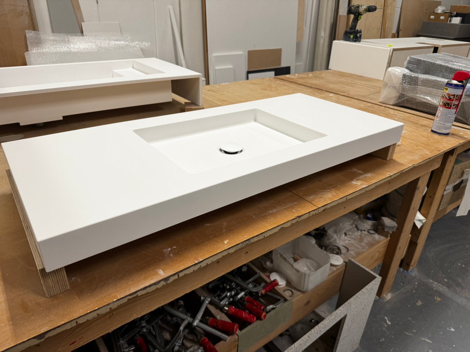 Corian solid surface wastafel 99,5 cm breed, Ophalen, Nieuw, Rvs, Wastafel