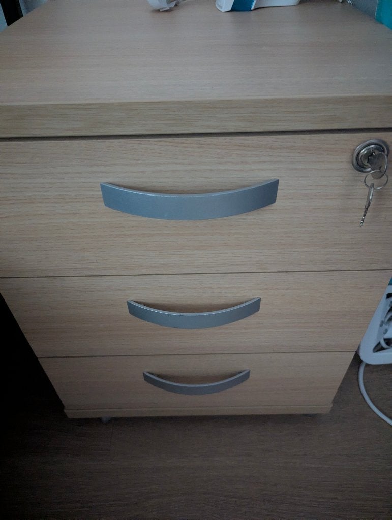 Houten Ladeblok op Wielen - 3 Lades, Afsluitbaar, Ophalen, Minder dan 50 cm, Gebruikt, 3 of 4 laden