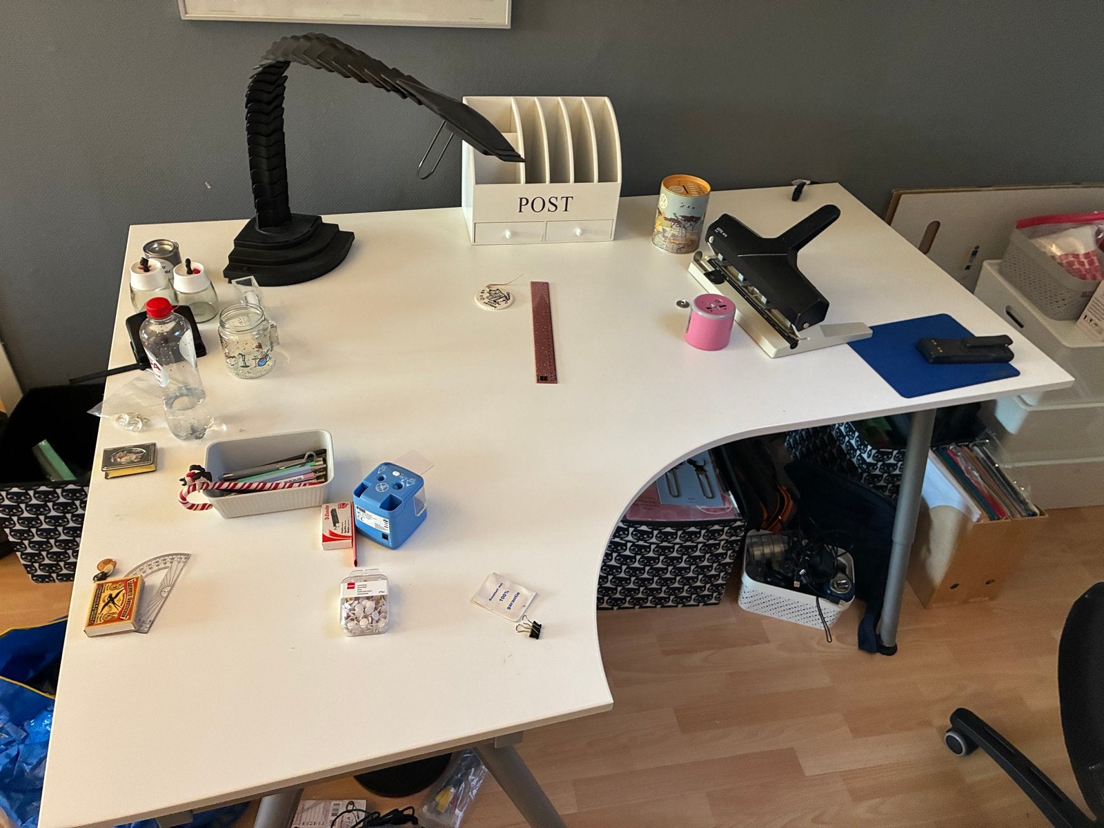 Gratis IKEA Hoekbureau 160x120/80 cm, in hoogte verstelbaar, Ophalen, Gebruikt, Hoekbureau, In hoogte verstelbaar