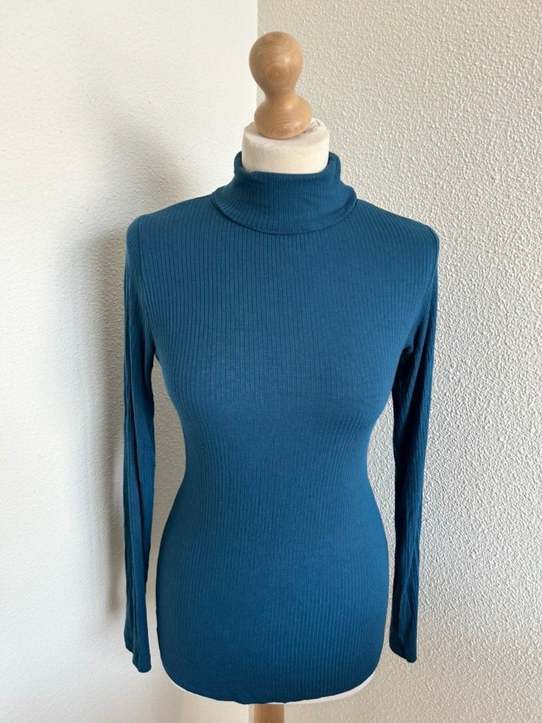 King Louie maat L blauwe col trui, longsleeve rolkraag 2472, Blauw, Maat 42/44 (L), Ophalen of Verzenden, Zo goed als nieuw