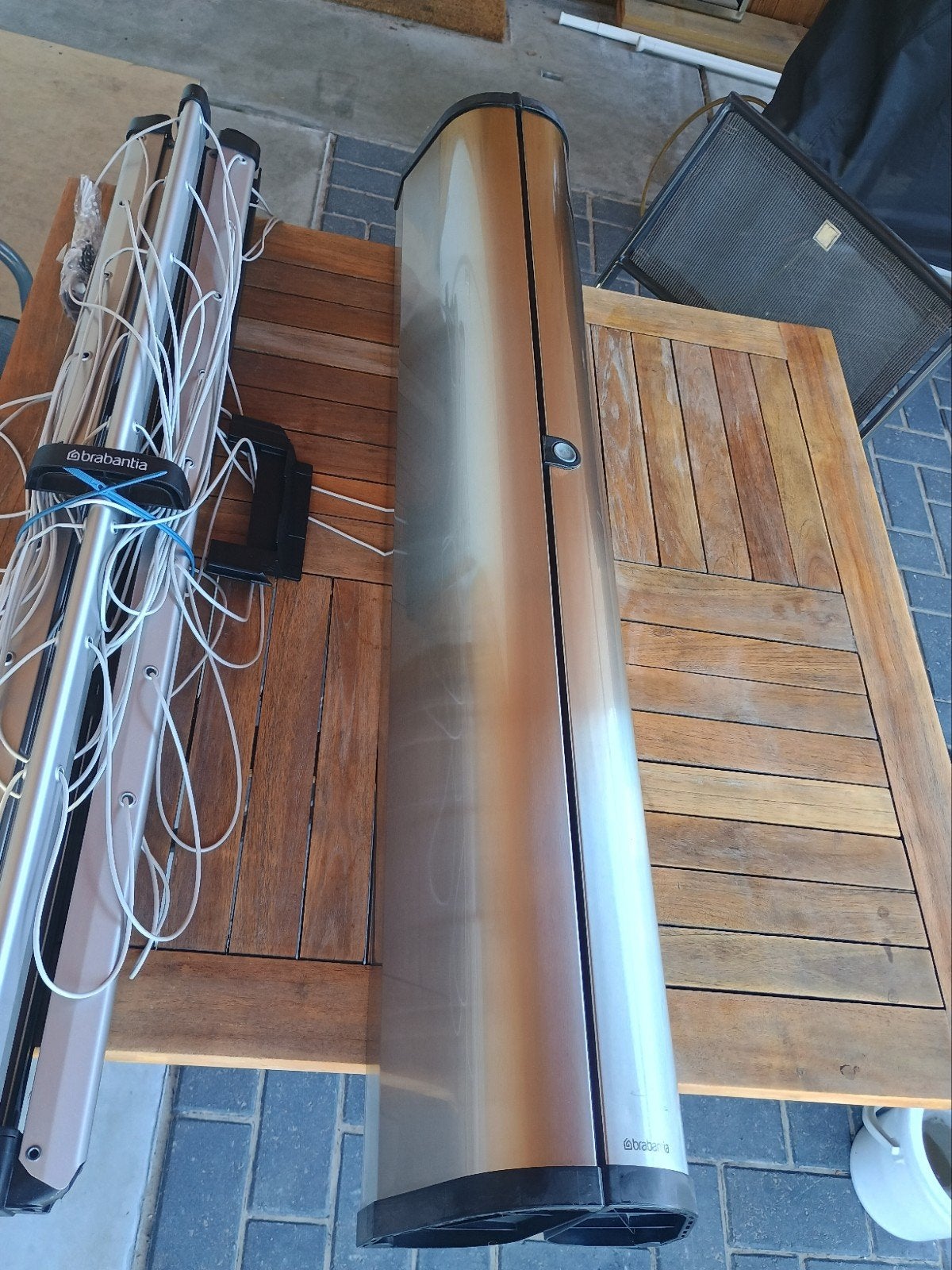Brabantia droogmolen wallfix met beschermbox, Ophalen, Gebruikt, Droogmolen