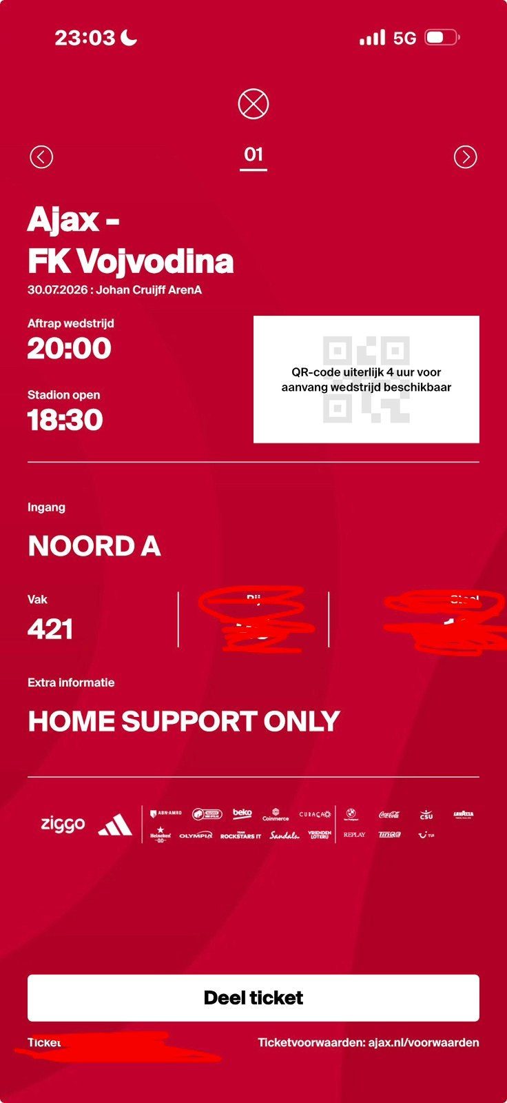 AJAX - FK VOJVODINA, Eén persoon