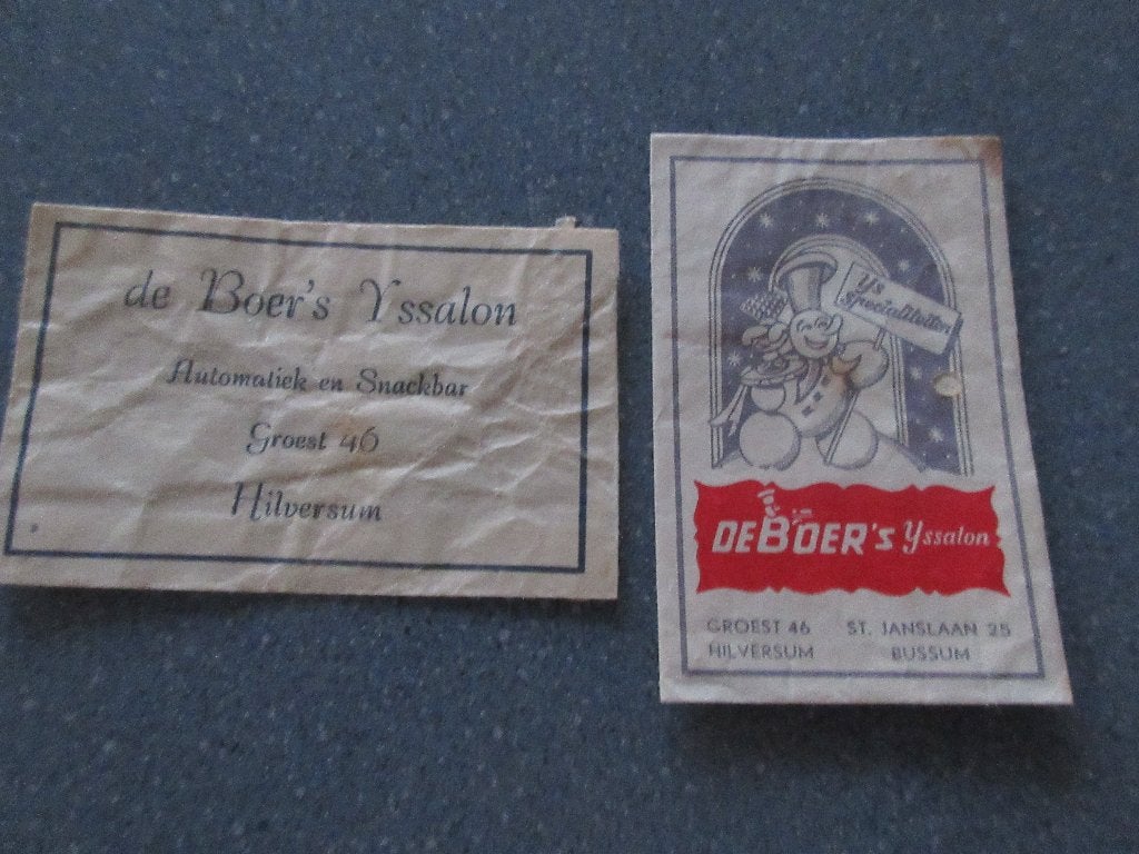 2 x Hilversum, De Boer's IJssalon (kwal. matig), Verzenden, Nederland