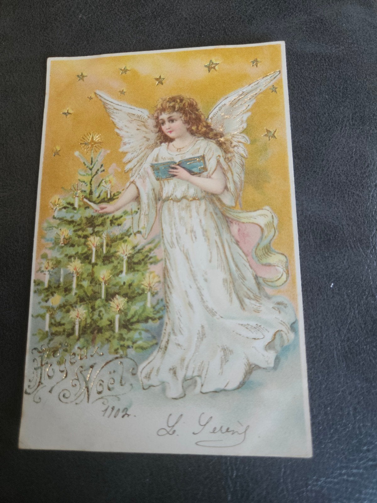 Engel met Kerstboom 1902, Ophalen of Verzenden, Voor 1920, Gelopen
