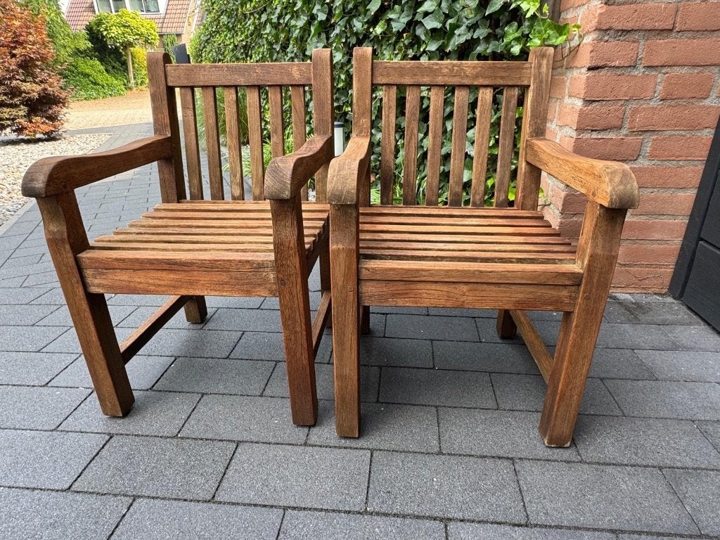 2 Teakhouten tuin kinderstoeltjes, Tuin en Terras, Ophalen, Gebruikt, Teakhout
