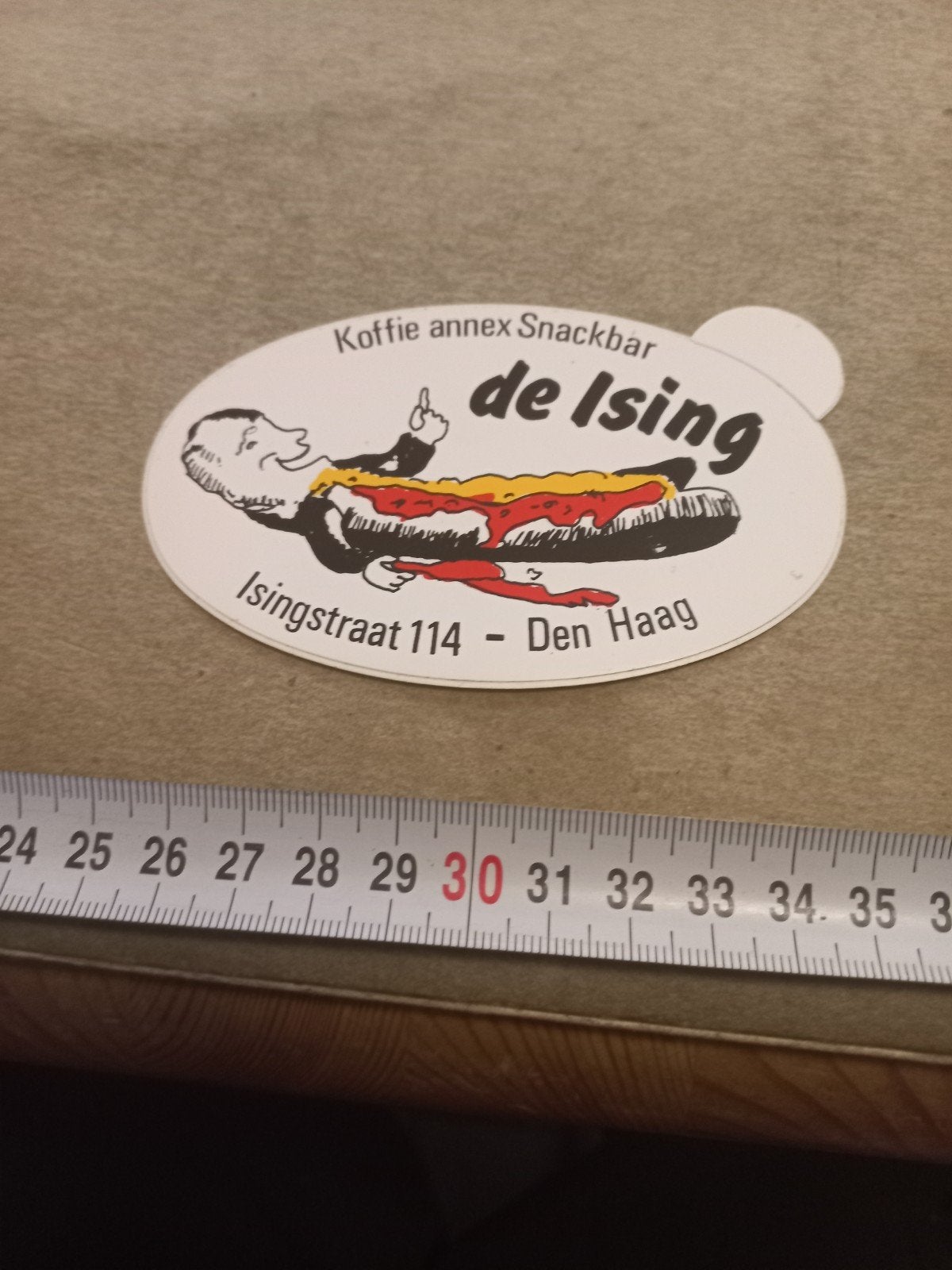 Vintage sticker Koffie annex Snackbar de Ising Den Haag, Ophalen of Verzenden