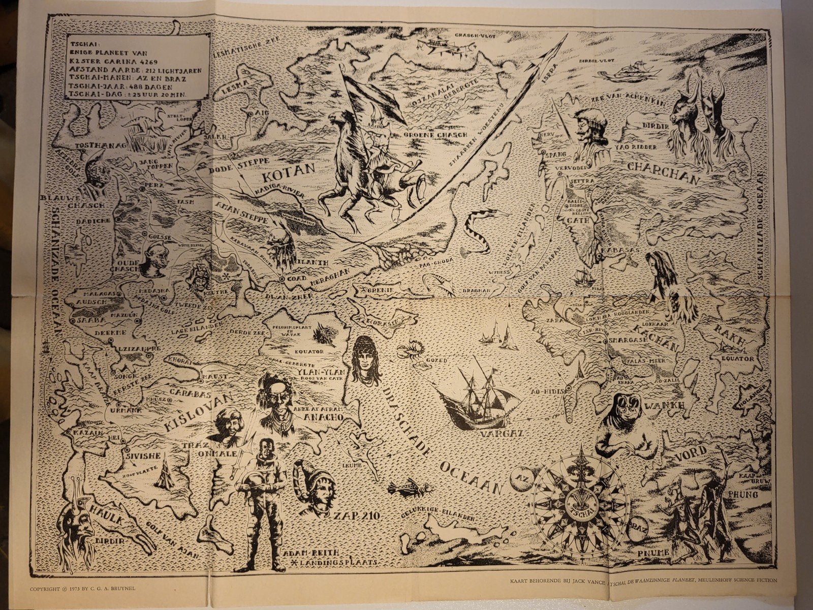 TSCHAI De Waanzinnige Planeet, kaart uit 1973 door BRUYNEL, Boeken, Verzenden, Gelezen, C. G. A. BRUYNEL