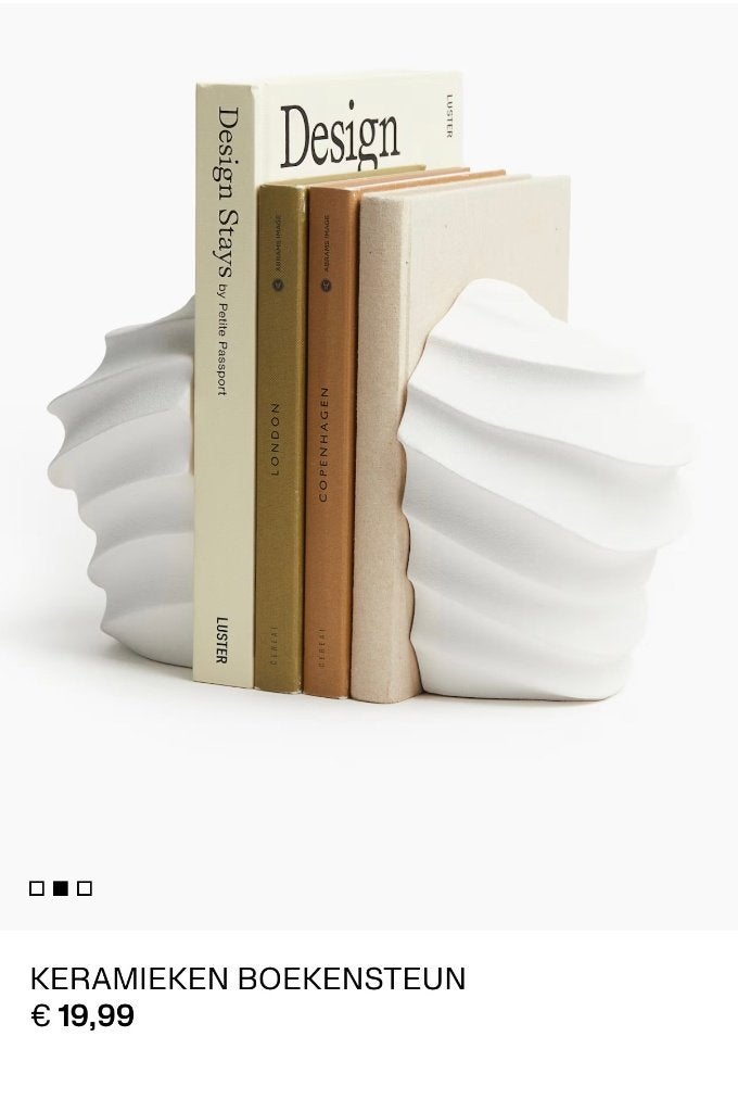 Nieuwe witte keramieken boekensteun H&M Home / Nieuw €20, Ophalen of Verzenden, Nieuw, Wit, Steen/keramiek