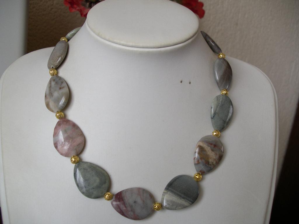 Een mooie Streep Agaat edelstenen ketting, Sieraden, Tassen en Uiterlijk, Antieke sieraden, Verzenden, Overige materialen, Ketting