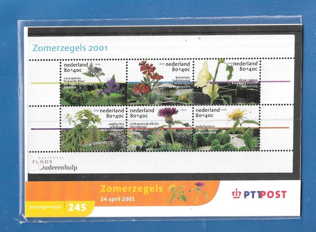 Postzegelmapje 245 - Zomerzegels 2001, Verzenden, Na 1940, Postfris
