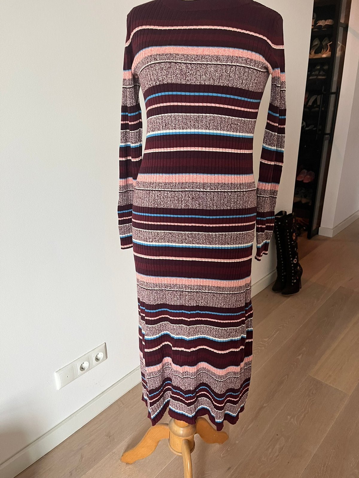 H&M Gestreepte Ribgebreide Jurk Maat S, Ophalen of Verzenden, Nieuw, Maat 36 (S), Meerkleurig
