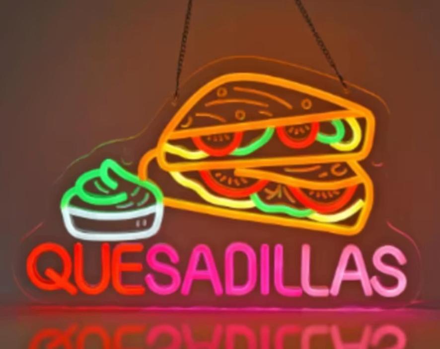 LED lamp neon stijl Quesadillas (41x26cm), Ophalen of Verzenden, Nieuw, Lichtbak of (neon) lamp