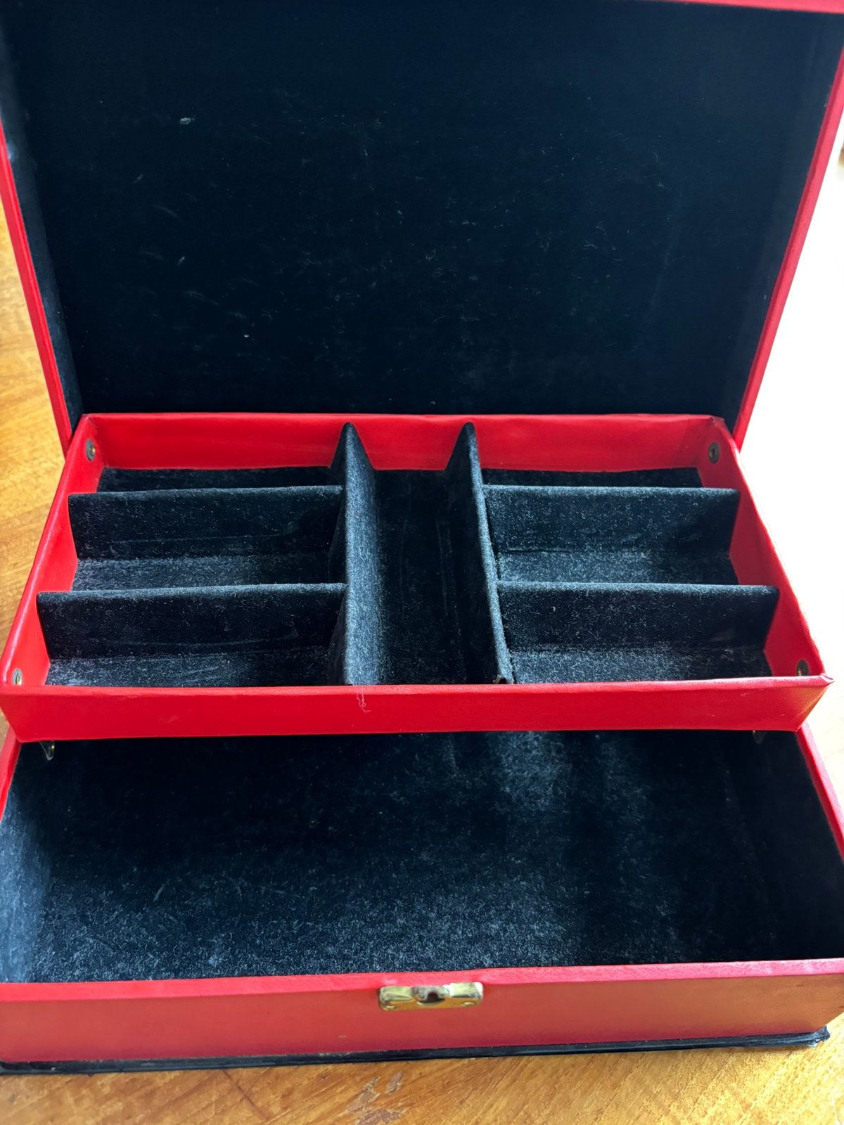 Vintage Rood Sieradendoos Juwelendoos Beautycase, Sieraden, Tassen en Uiterlijk, Beautycases, Gebruikt, -, -, Ophalen of Verzenden