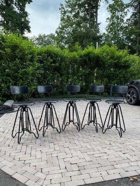 vintage metalen barkrukjes, Ophalen, 60 tot 90 cm, Metaal, Gebruikt