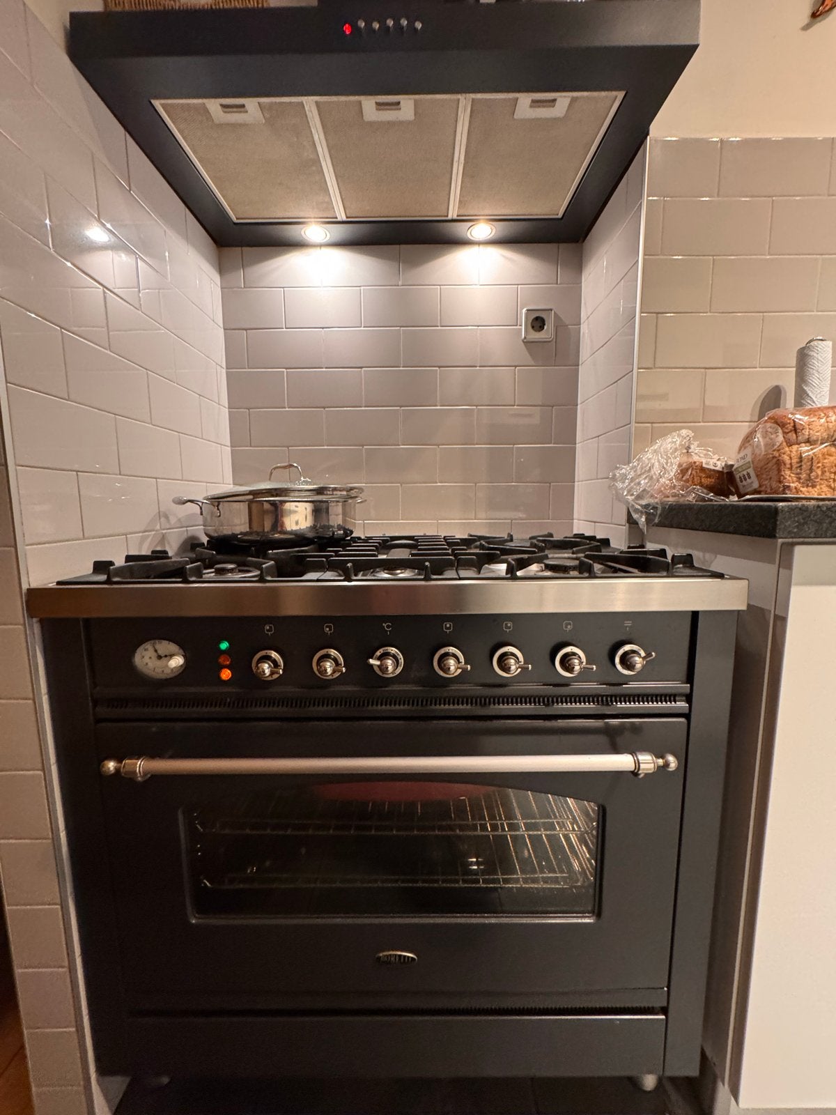 Boretti Fornuis Gas met Grote Elektrische Oven, Ophalen, Gebruikt, 60 cm of meer, Gas
