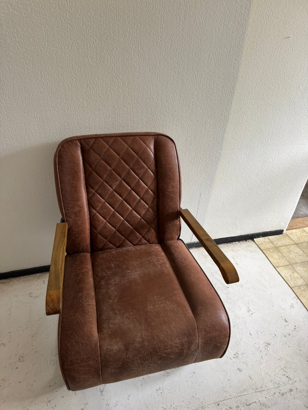 Fauteuils cognac bruin, Ophalen, Zo goed als nieuw, 50 tot 75 cm, Leer