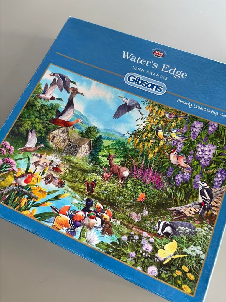 Gibsons kleurrijke natuur puzzel Water’s Edge, Ophalen of Verzenden, 500 t/m 1500 stukjes, Zo goed als nieuw