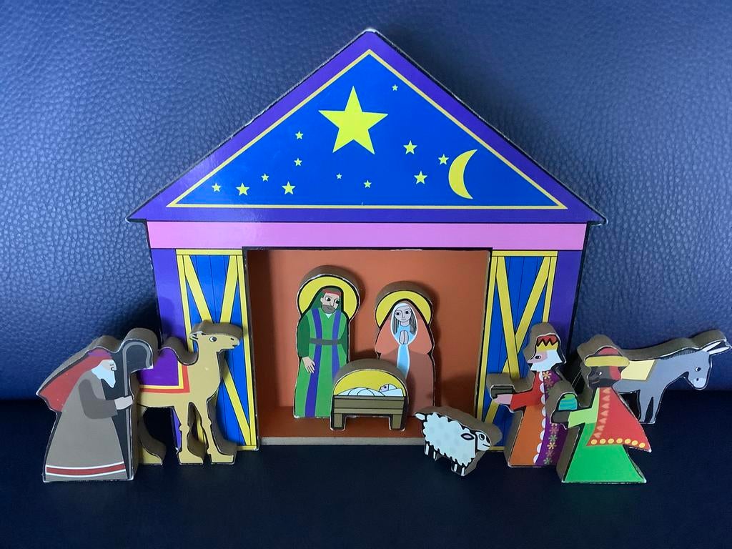 Kerststal + wol, stof, hout, glas, keramiek, metaal, gips, Diversen, Kerst, Gebruikt, Ophalen of Verzenden