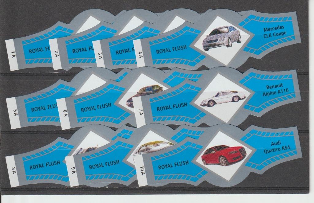 reeks  2207  auto;s   1-10  sigarenbanden, Ophalen of Verzenden, Zo goed als nieuw, Sigarenbandjes