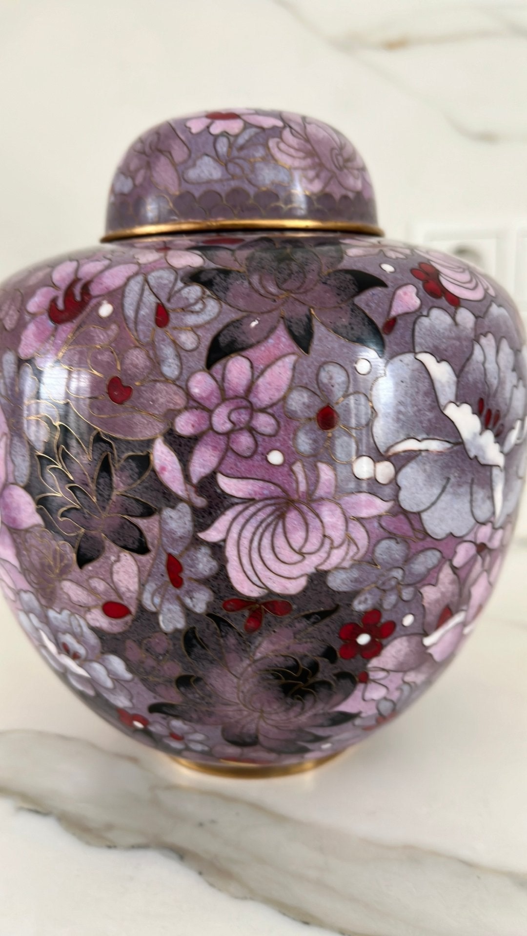 Cloisonné vaas met deksel - Elite Floral Blush Gemberpot, Ophalen of Verzenden