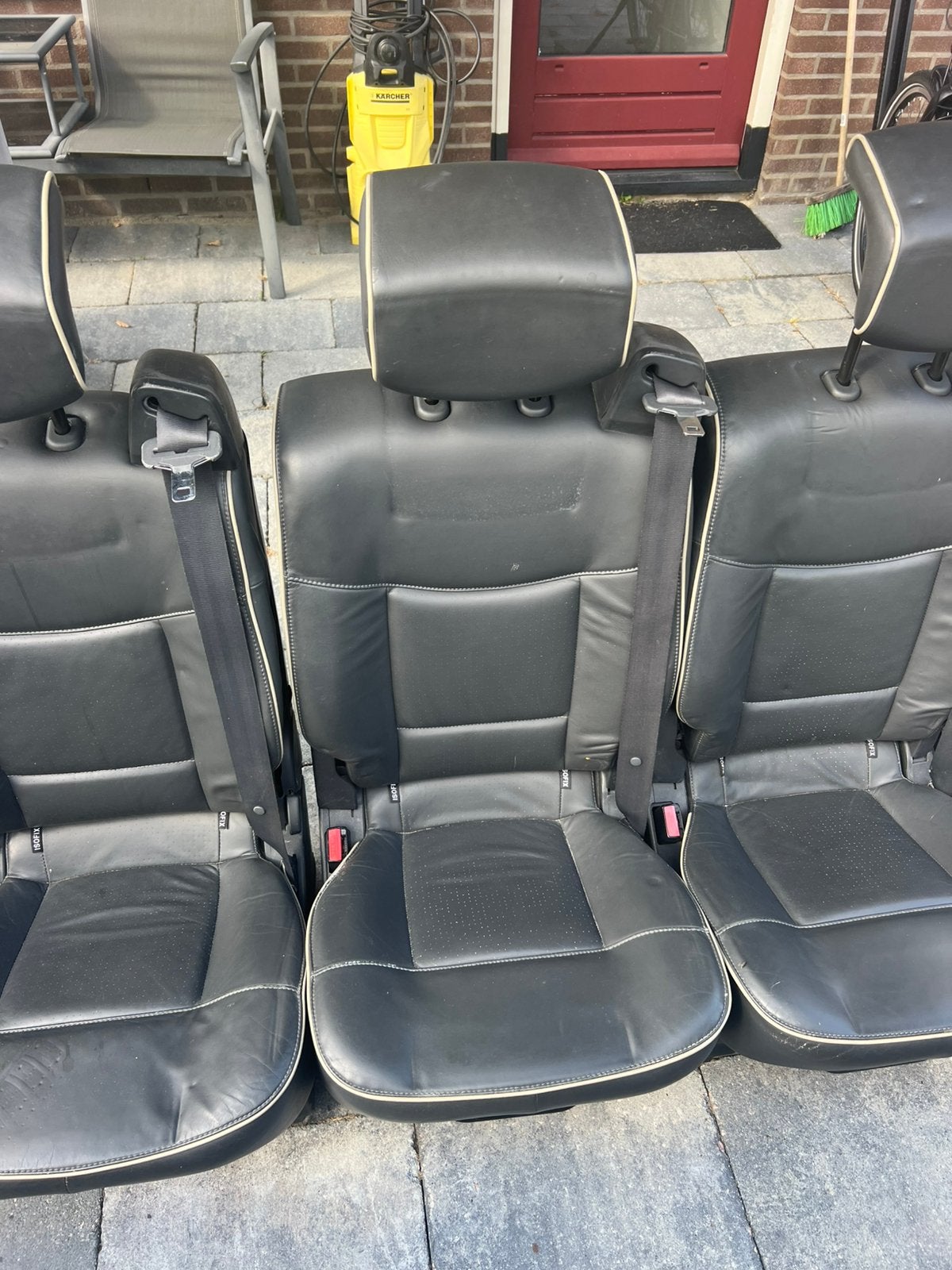 Zwart leren en half leren stoelen 3p gordel zelfbouwcamper, Ophalen of Verzenden, Nieuw