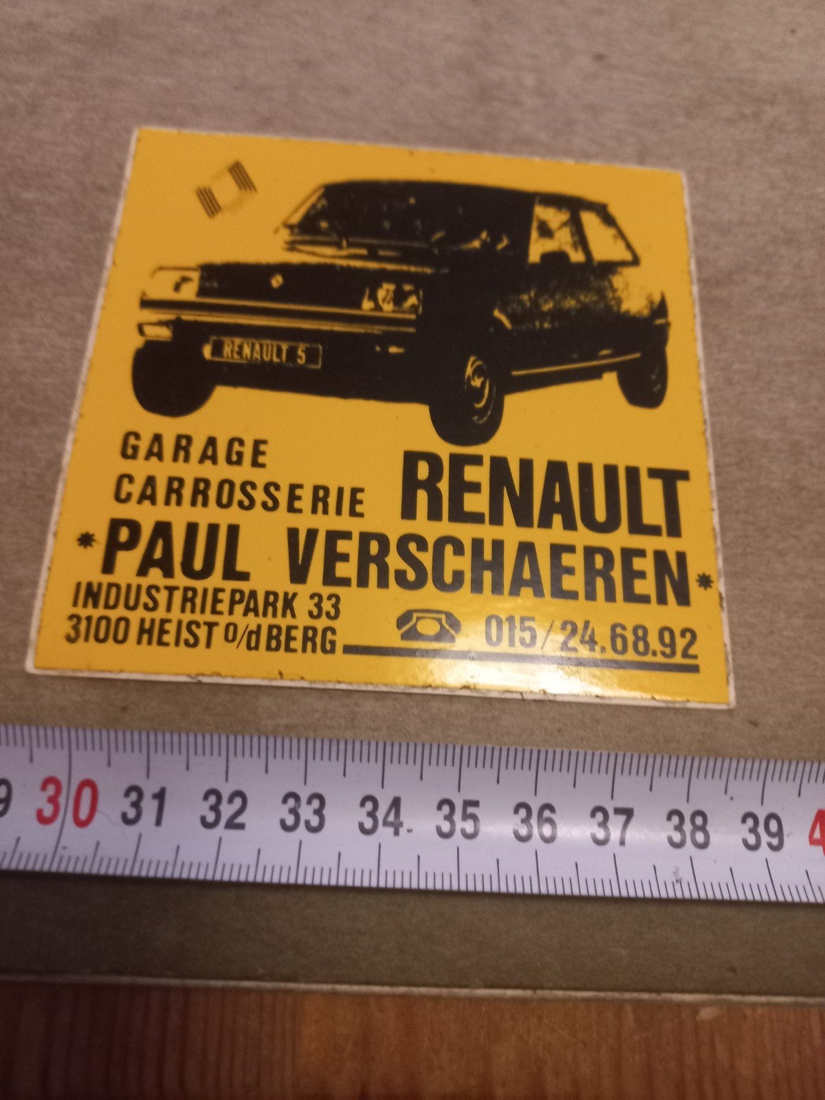 Vintage Renault 5 Garage Paul Verschaeren Sticker, Ophalen of Verzenden, Gebruikt