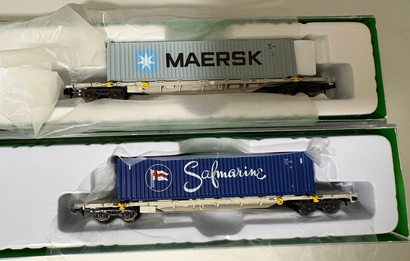 2 arnold container wagons (Hupac) met 45’ containers, Hobby en Vrije tijd, Modeltreinen | N-Spoor, Arnold, Gebruikt, Gelijkstroom
