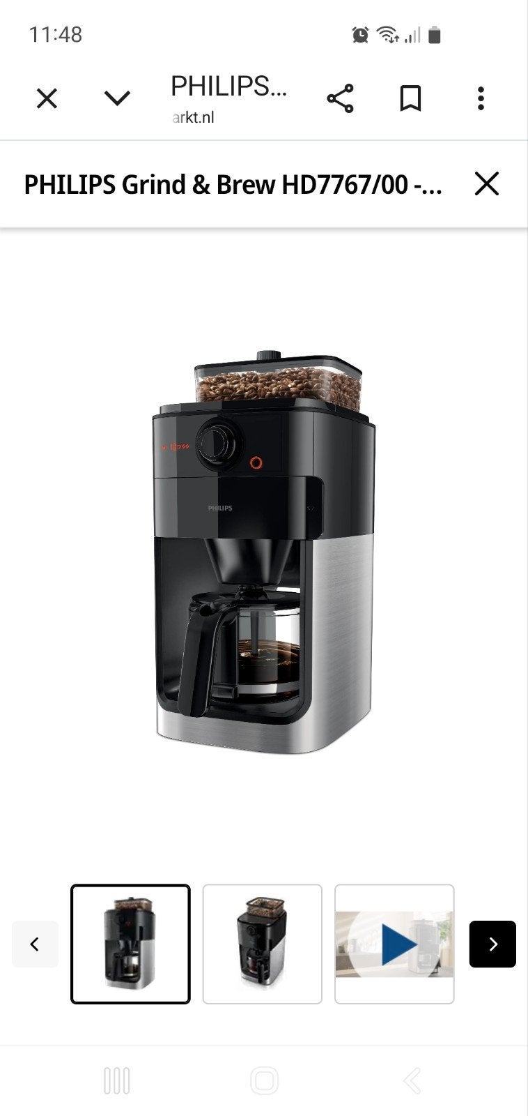 Philips Grind & Brew HD7767/00 Koffiezetapparaat, Witgoed en Apparatuur, Ophalen, Gebruikt, 10 kopjes of meer, Koffiemachine