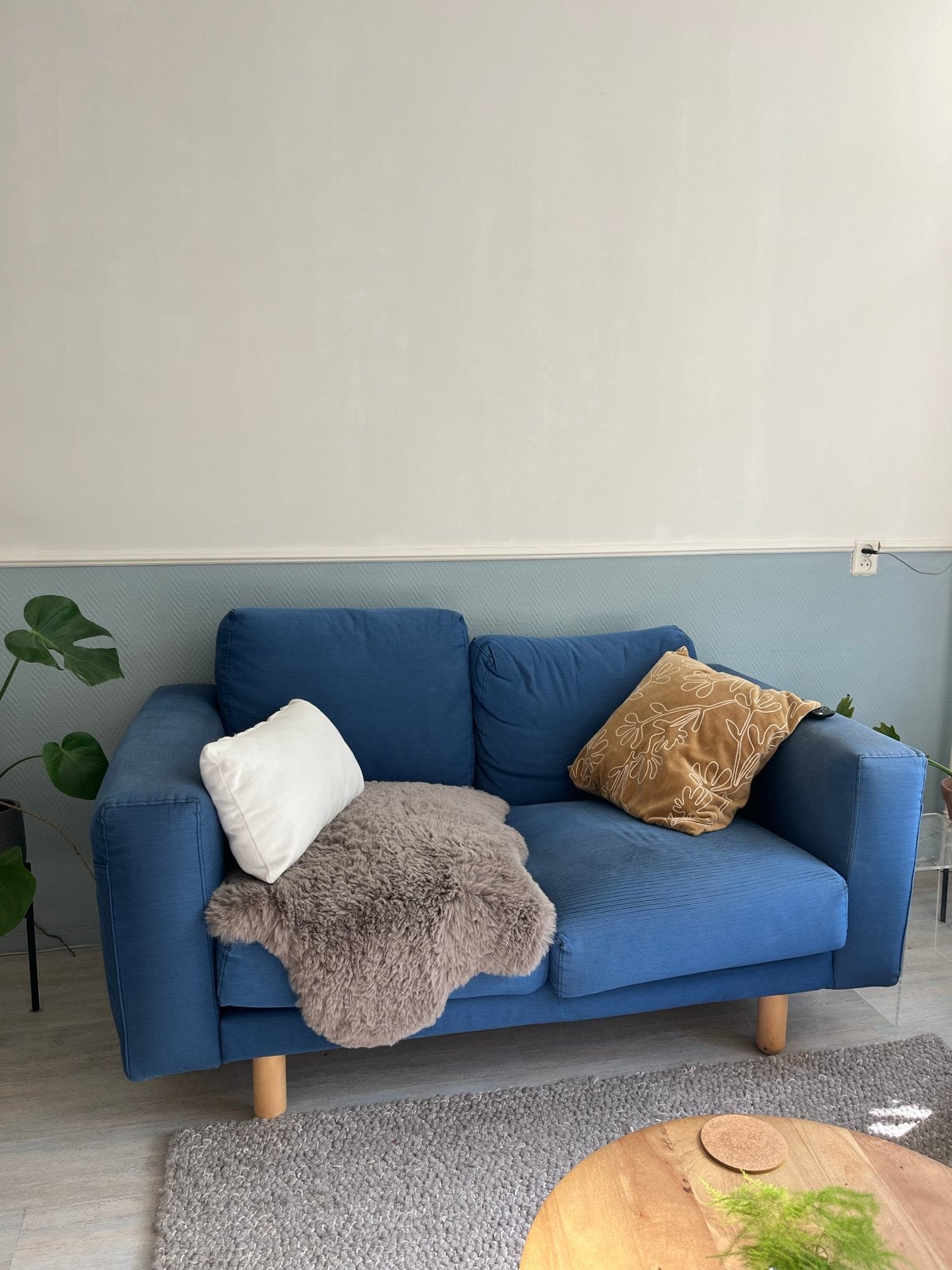 Gratis ophalen Blauwe tweepersoonsbank - Gebruikt, Gebruikt, 150 tot 200 cm, Tweepersoons, 75 tot 100 cm