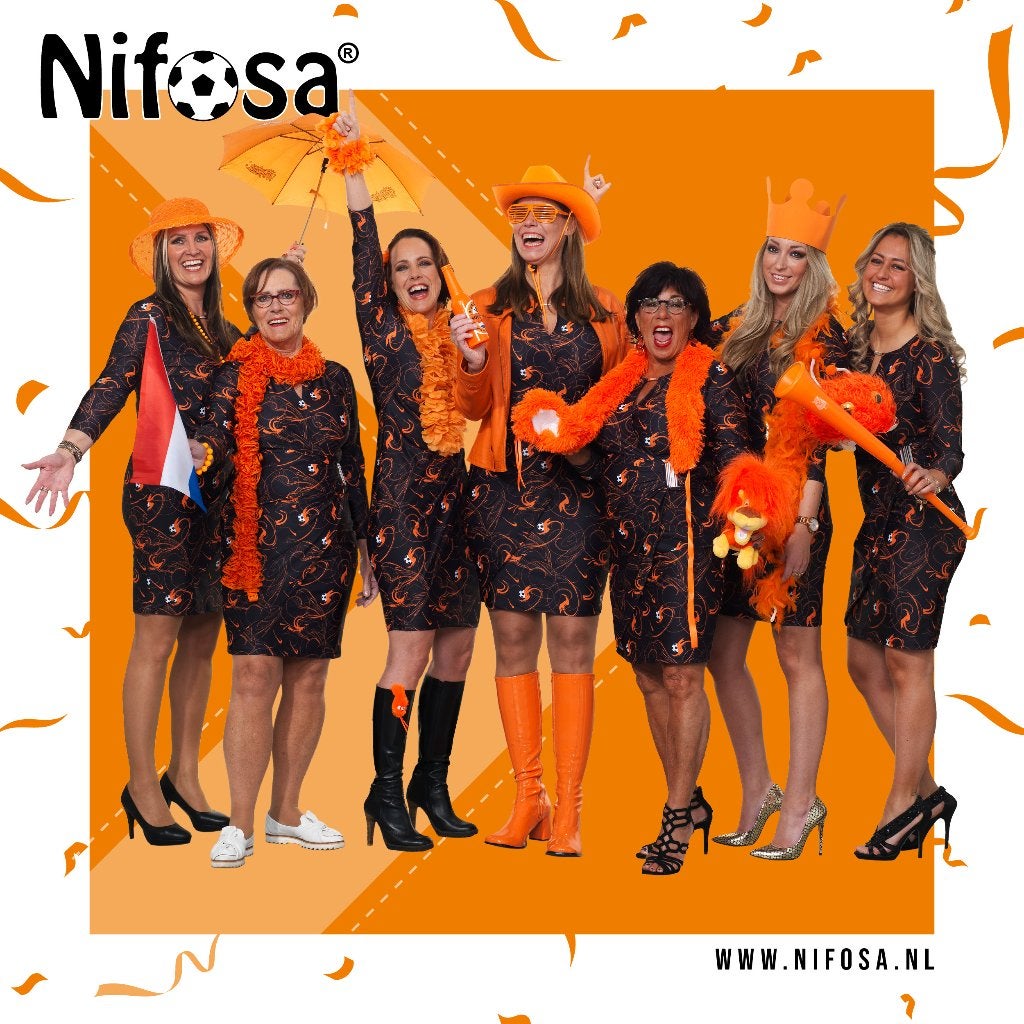 Oranje Jurk voor oranje evenementen uniek van Nifosa maat L, Maat 42/44 (L), Nieuw, Kleding, Nifosa