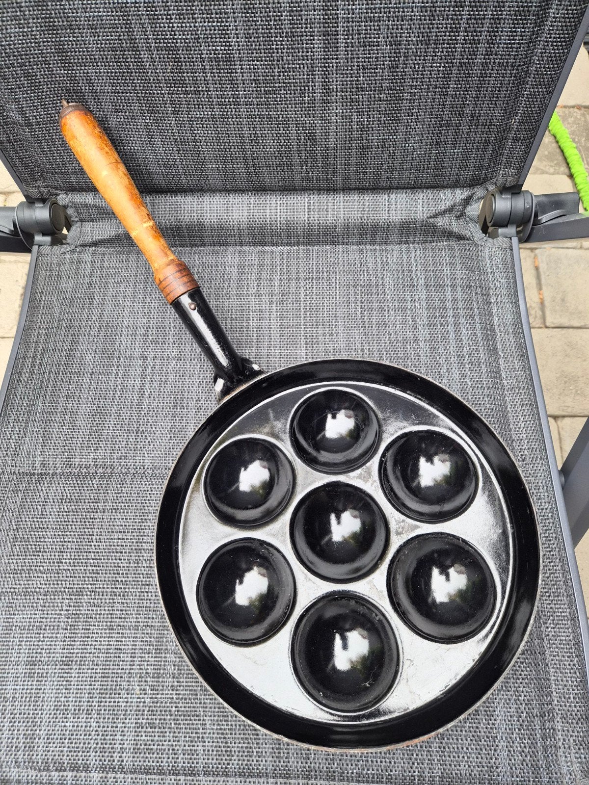 Vintage Aebleskiver pan / Poffertjespan - Gietijzer, Ophalen of Verzenden
