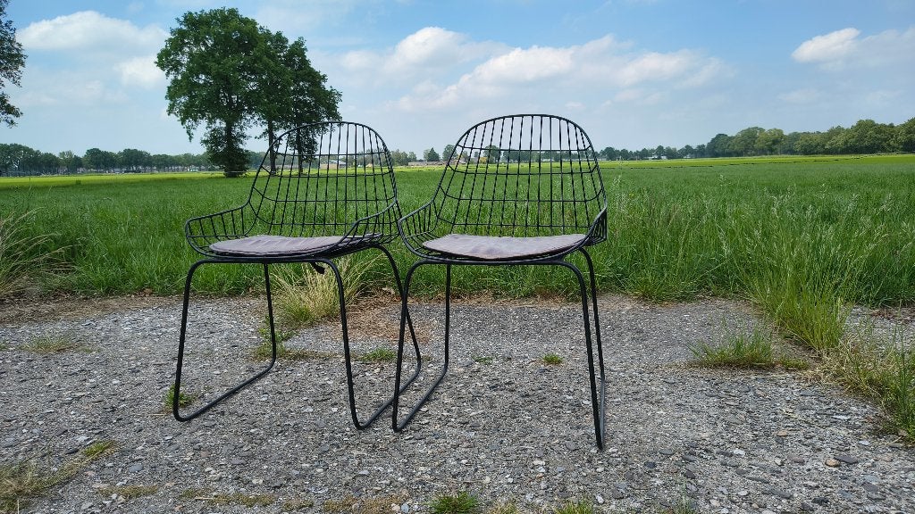 Set van 2 retro draadstoelen van Loods 5, Ophalen, Gebruikt, Twee, Zwart