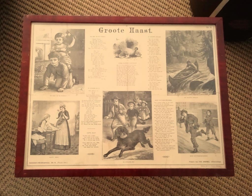 Antieke prent houtgravure  1900 Louwerse's kinderprenten, Ophalen of Verzenden