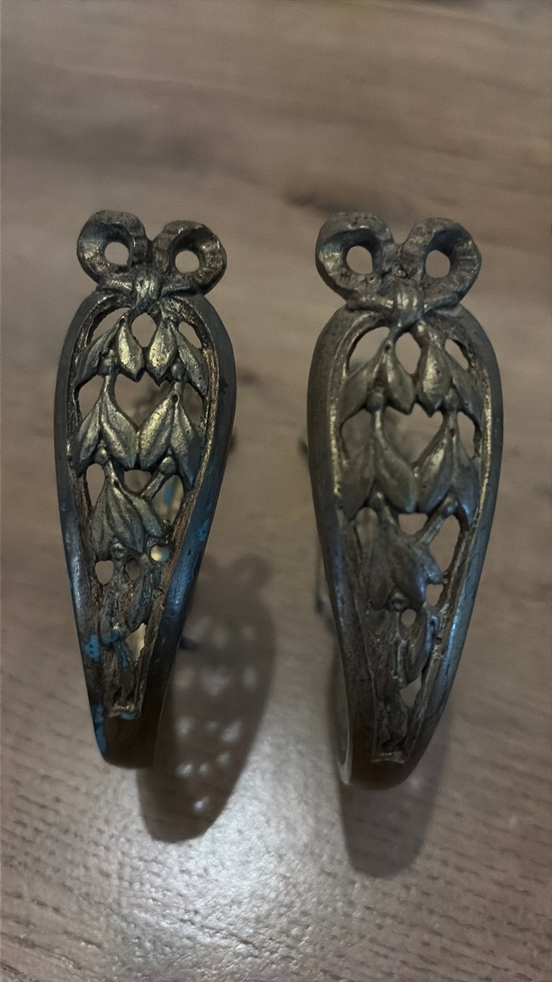 Antiek paar messing/ brons gordijnhouders, Antiek en Kunst, Ophalen of Verzenden