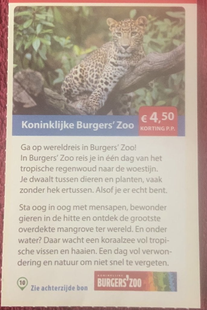 BurgersZoo Dierentuin Arnhem Voordeelbon, Drie personen of meer, Dierentuinbon