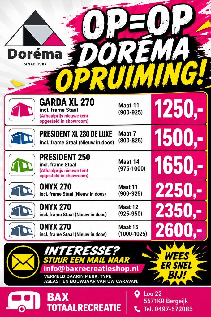 Unico - Isabella - Doréma - Brand - Ventura - DWT - Dometic, Ophalen, Nieuw