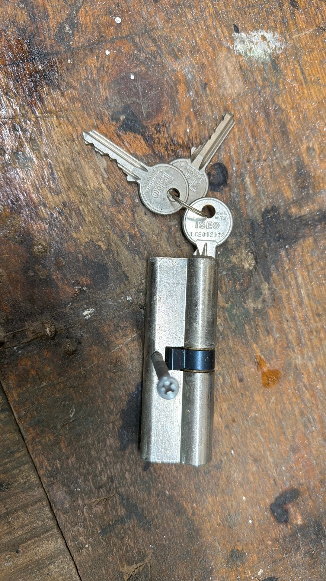 Cilinder slot iseo 93 mm incl 3 sleutels, Ophalen of Verzenden, Gebruikt, Rvs, Slot
