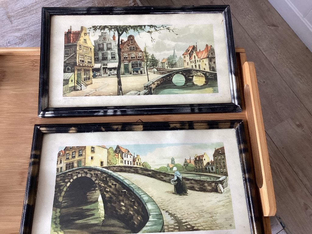 2 hele oude prentjes, Gebruikt, 19 cm, 32 cm, Ophalen of Verzenden