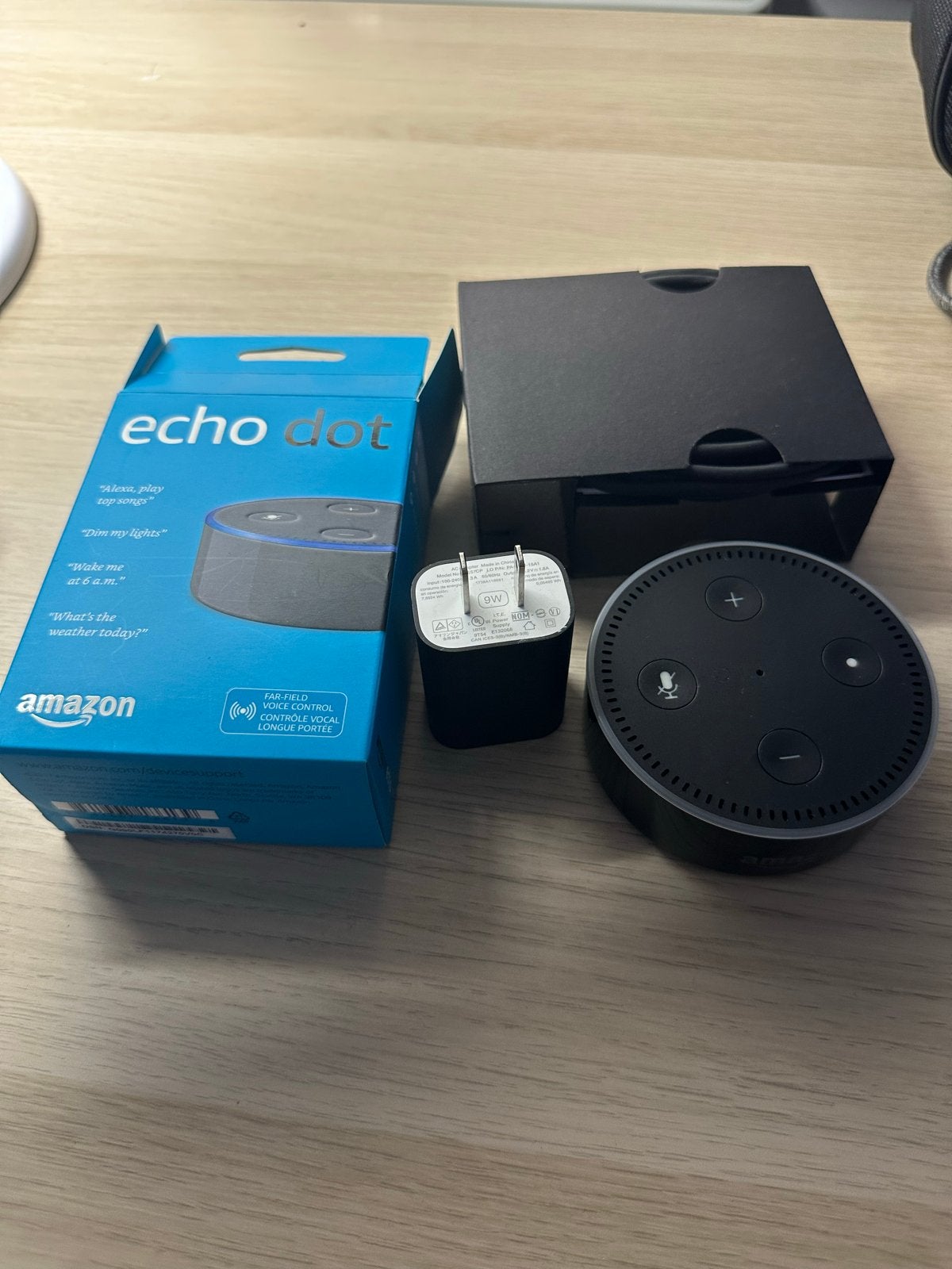 Amazon Echo Dot (1e generatie) met adapter en doos, Ophalen, Zo goed als nieuw