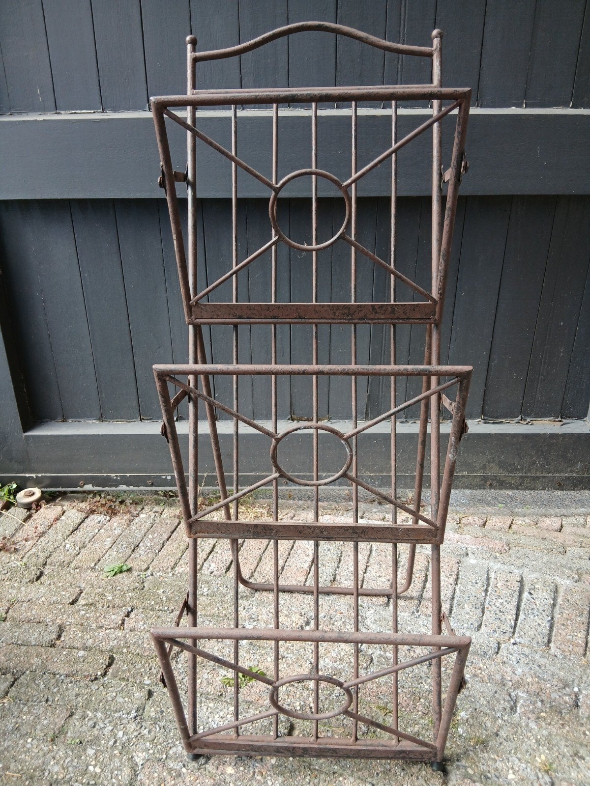 Vintage lectuur/krantenstandaard, Ophalen, Gebruikt, Metaal, Inklapbaar