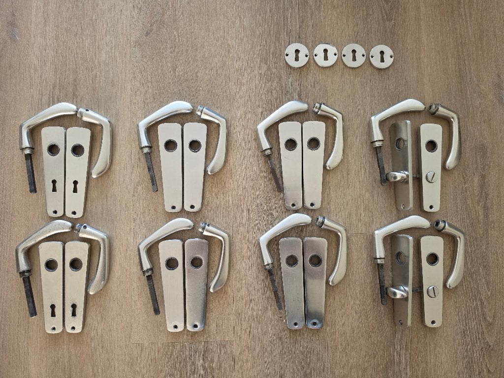 8 sets vintage WEHAG deurklinken jaren 60 + rozetten, Ophalen of Verzenden, Gebruikt, Overige materialen, Klink of Kruk