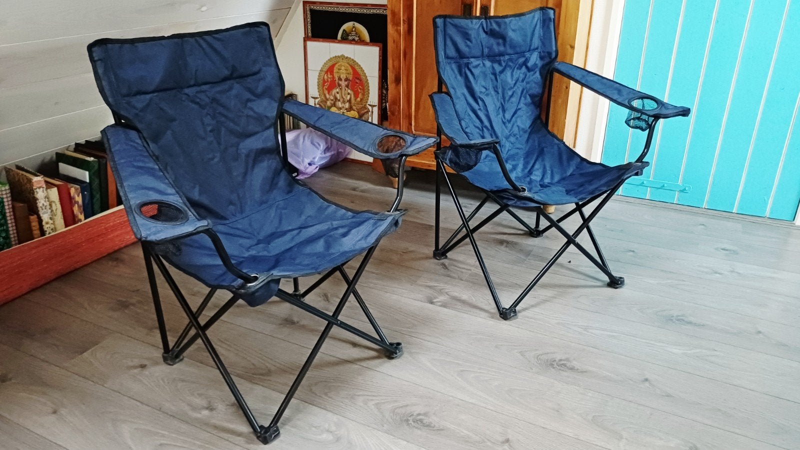 2x Abbey Camp Opvouwbare Campingstoelen met Bekerhouder, Ophalen, Gebruikt, Campingstoel